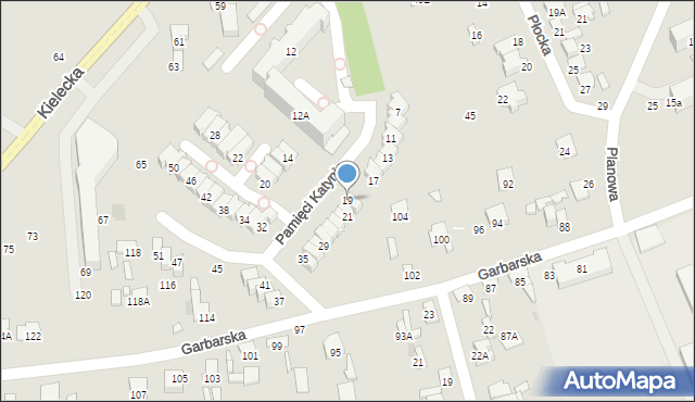 Radom, Pamięci Katynia, 19, mapa Radomia