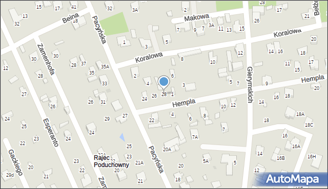 Radom, Pacyńska, 28, mapa Radomia