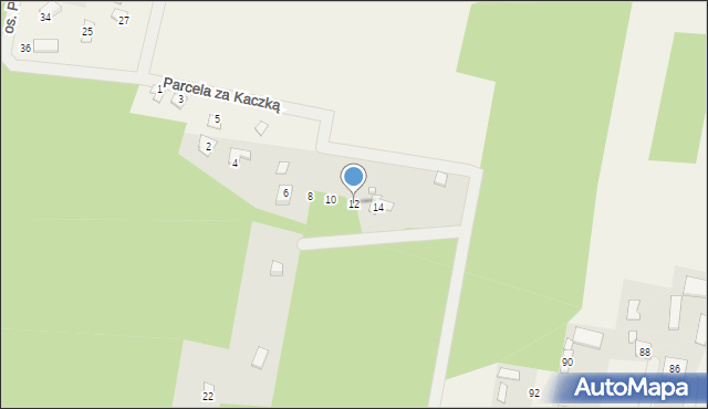Radzymin, Parcela za Kaczką, 12, mapa Radzymin