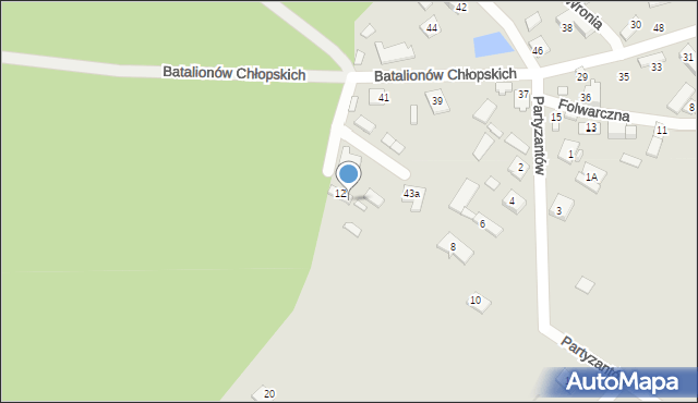 Radzymin, Partyzantów, 12a, mapa Radzymin