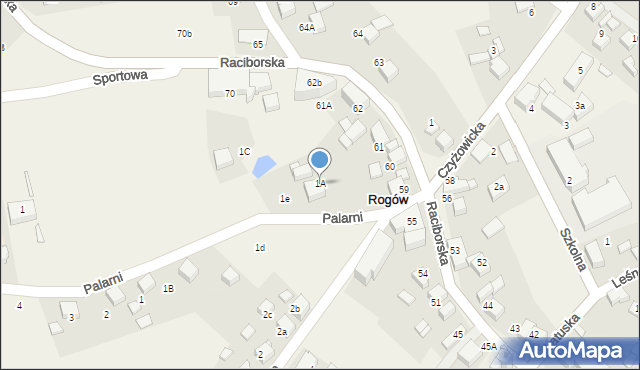 Rogów, Palarni, 1A, mapa Rogów
