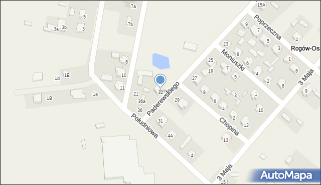 Rogów, Paderewskiego Ignacego Jana, 32, mapa Rogów