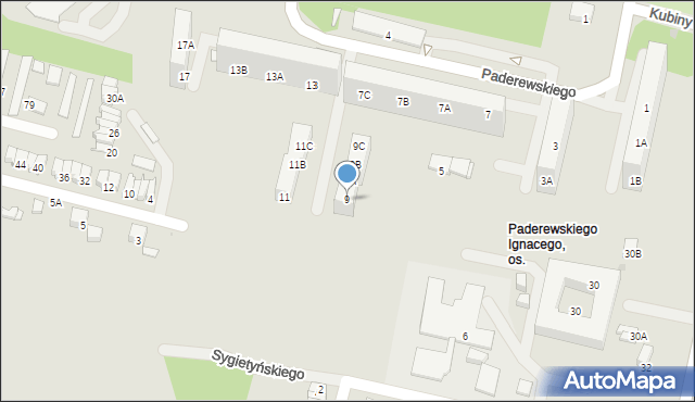 Ruda Śląska, Paderewskiego Ignacego Jana, 9, mapa Rudy Śląskiej