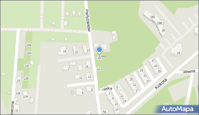 Ruda Śląska, Partyzantów, 14, mapa Rudy Śląskiej