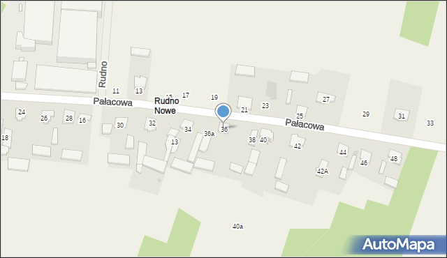 Rudno, Pałacowa, 36, mapa Rudno