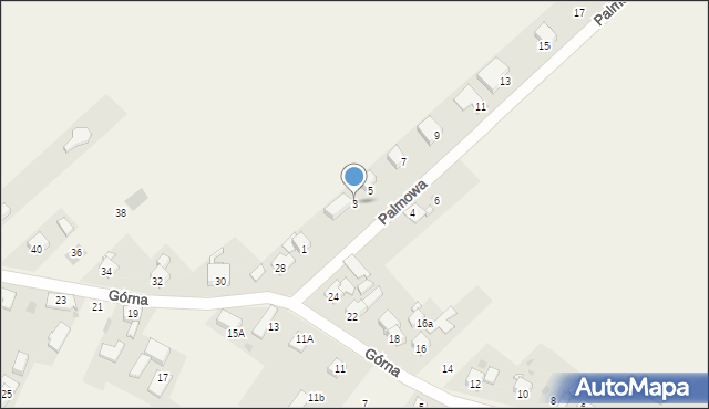 Rudno, Palmowa, 3, mapa Rudno