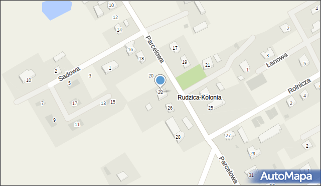 Rudzica, Parcelowa, 22, mapa Rudzica