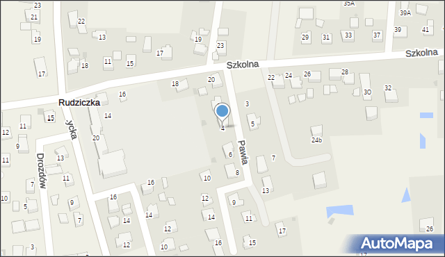 Rudziczka, Pawia, 4, mapa Rudziczka