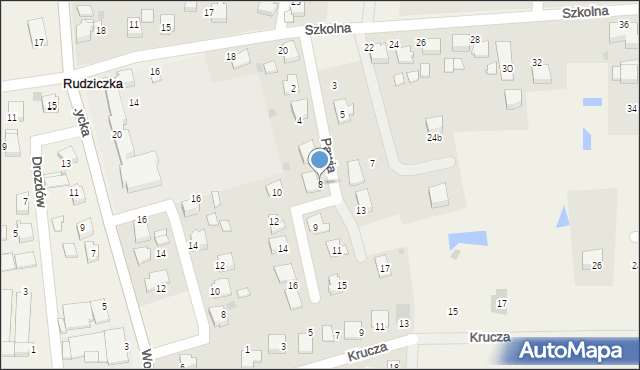 Rudziczka, Pawia, 8, mapa Rudziczka