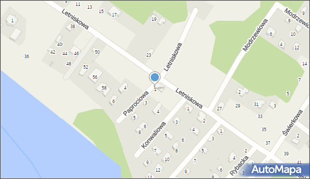 Rybakowo, Paprociowa, 1, mapa Rybakowo