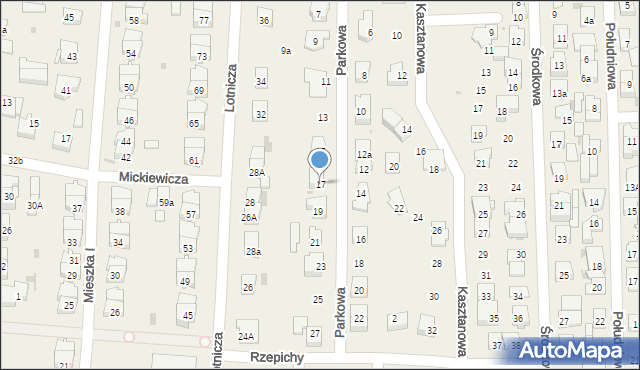 Rybie, Parkowa, 17, mapa Rybie