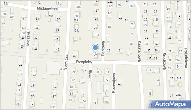 Rybie, Parkowa, 27, mapa Rybie