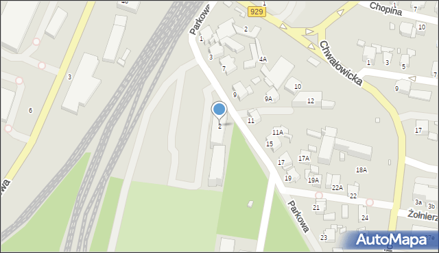 Rybnik, Parkowa, 2, mapa Rybnika