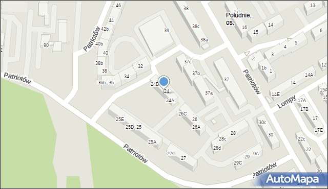 Rybnik, Patriotów, 24B, mapa Rybnika