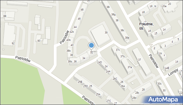 Rybnik, Patriotów, 32, mapa Rybnika