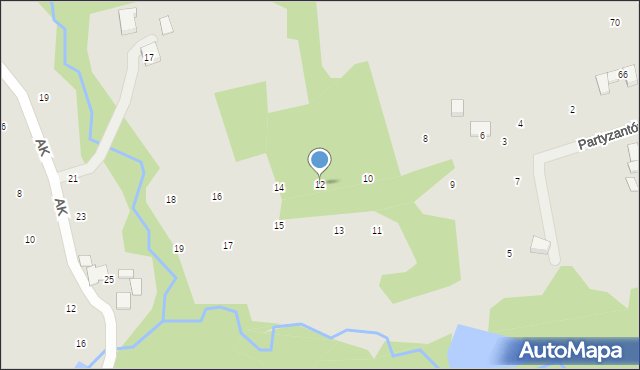 Ryglice, Partyzantów, 12, mapa Ryglice