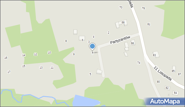 Ryglice, Partyzantów, 7, mapa Ryglice