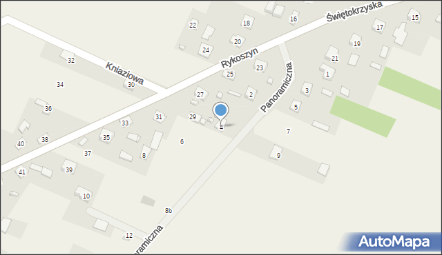 Rykoszyn, Panoramiczna, 4, mapa Rykoszyn