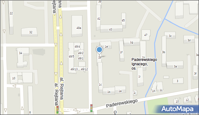 Rzeszów, Paderewskiego Ignacego Jana, 1d, mapa Rzeszów