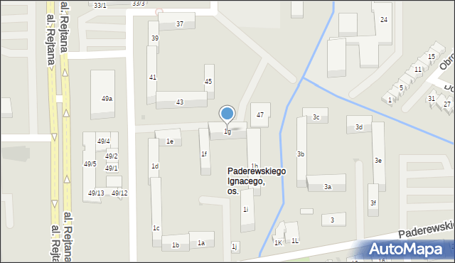 Rzeszów, Paderewskiego Ignacego Jana, 1g, mapa Rzeszów