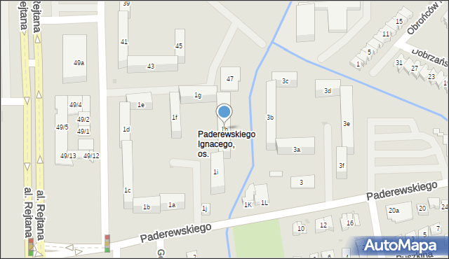 Rzeszów, Paderewskiego Ignacego Jana, 1h, mapa Rzeszów