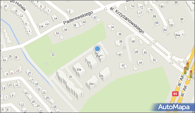 Rzeszów, Paderewskiego Ignacego Jana, 30a, mapa Rzeszów