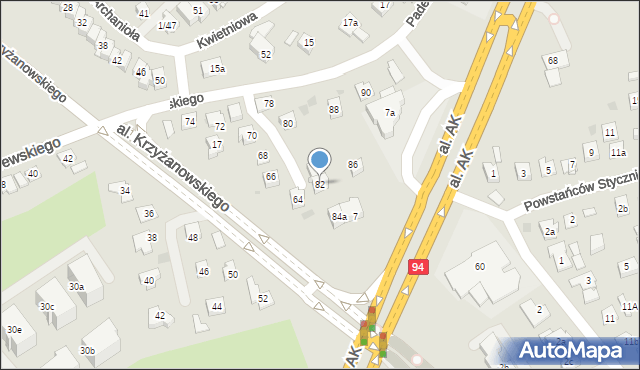 Rzeszów, Paderewskiego Ignacego Jana, 82b, mapa Rzeszów