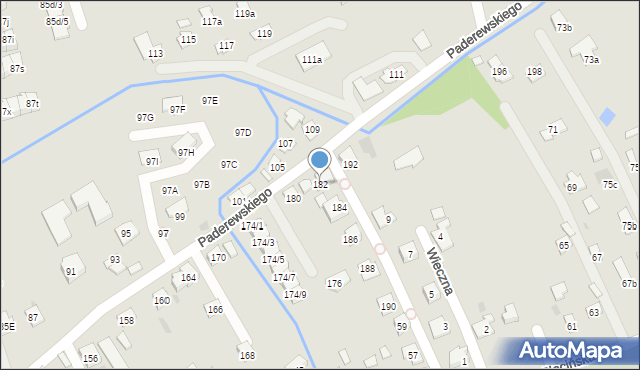 Rzeszów, Paderewskiego Ignacego Jana, 182, mapa Rzeszów