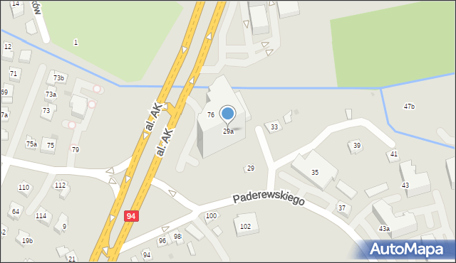 Rzeszów, Paderewskiego Ignacego Jana, 29a, mapa Rzeszów