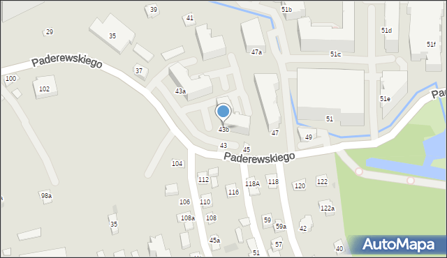 Rzeszów, Paderewskiego Ignacego Jana, 43b, mapa Rzeszów