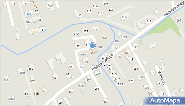 Rzeszów, Paderewskiego Ignacego Jana, 97B, mapa Rzeszów