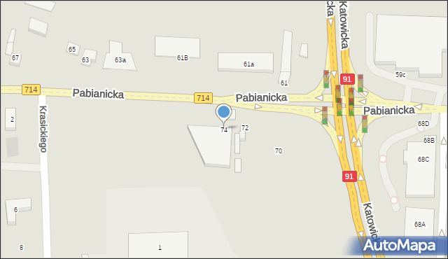 Rzgów, Pabianicka, 74, mapa Rzgów