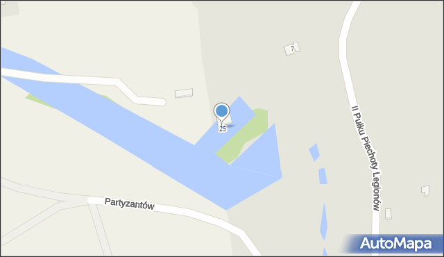 Sandomierz, Partyzantów, 25, mapa Sandomierza