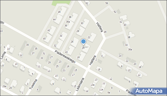 Siechnice, Paderewskiego Ignacego Jana, 20, mapa Siechnice
