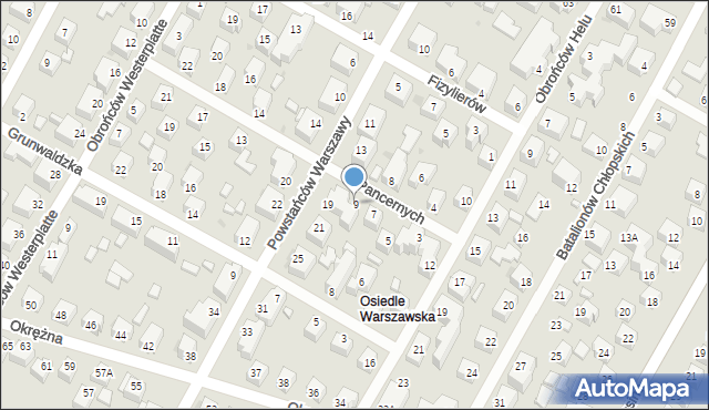 Siedlce, Pancernych, 9, mapa Siedlce