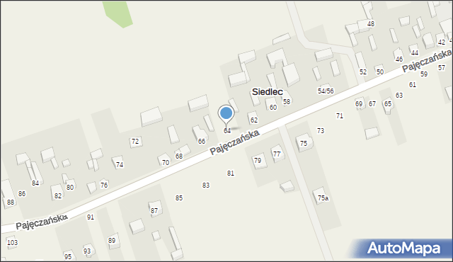 Siedlec, Pajęczańska, 64, mapa Siedlec