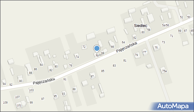 Siedlec, Pajęczańska, 70, mapa Siedlec