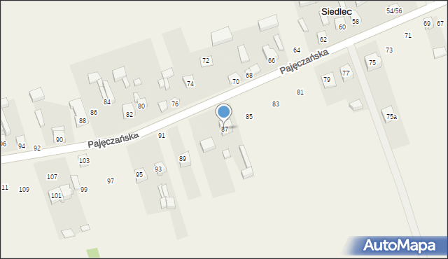Siedlec, Pajęczańska, 87, mapa Siedlec