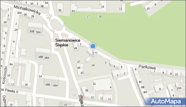 Siemianowice Śląskie, Parkowa, 2, mapa Siemianowice Śląskie