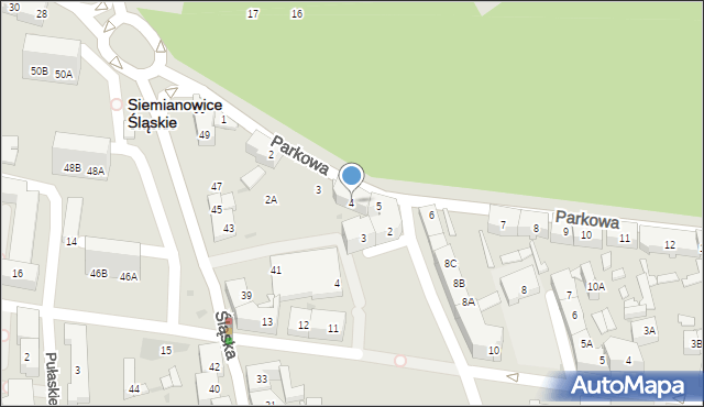 Siemianowice Śląskie, Parkowa, 4, mapa Siemianowice Śląskie