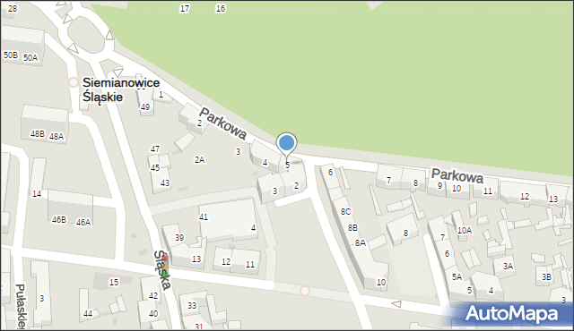 Siemianowice Śląskie, Parkowa, 5, mapa Siemianowice Śląskie