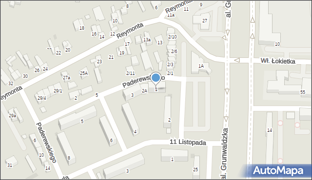 Sieradz, Paderewskiego Ignacego Jana, 1, mapa Sieradz