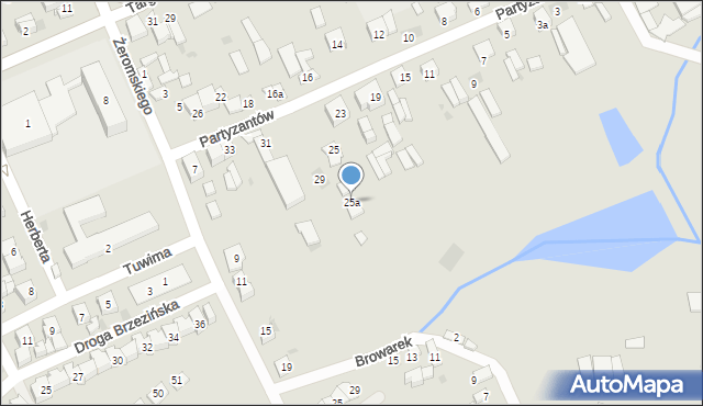 Sieradz, Partyzantów, 25a, mapa Sieradz
