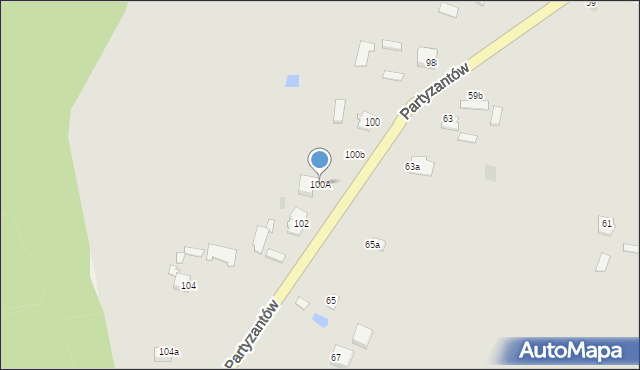 Skaryszew, Partyzantów, 100A, mapa Skaryszew