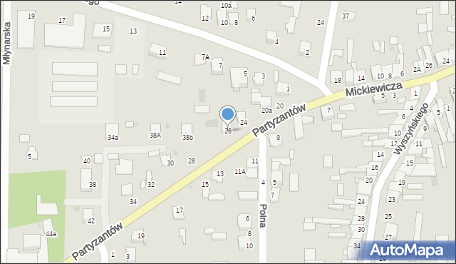 Skaryszew, Partyzantów, 26, mapa Skaryszew