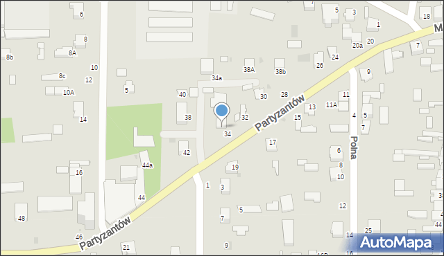 Skaryszew, Partyzantów, 36a, mapa Skaryszew