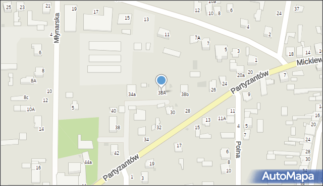 Skaryszew, Partyzantów, 38A, mapa Skaryszew