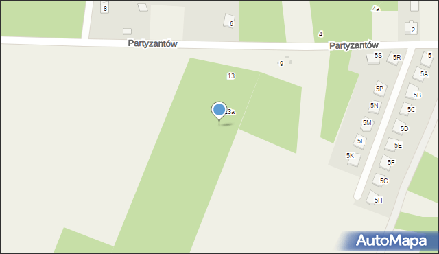 Skrzeszew, Partyzantów, 13b, mapa Skrzeszew