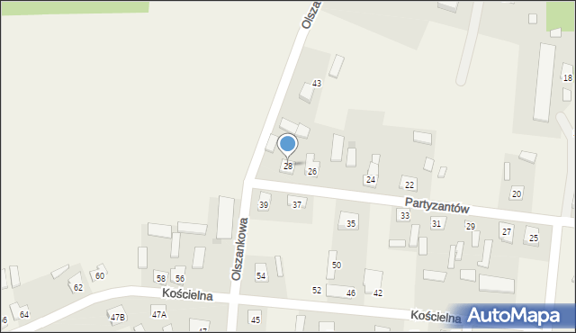 Skrzeszew, Partyzantów, 28, mapa Skrzeszew