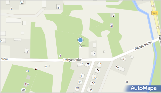 Skrzeszew, Partyzantów, 4a, mapa Skrzeszew